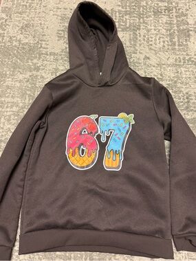 Kids Black Hoodie with Colorful 67 Graphic